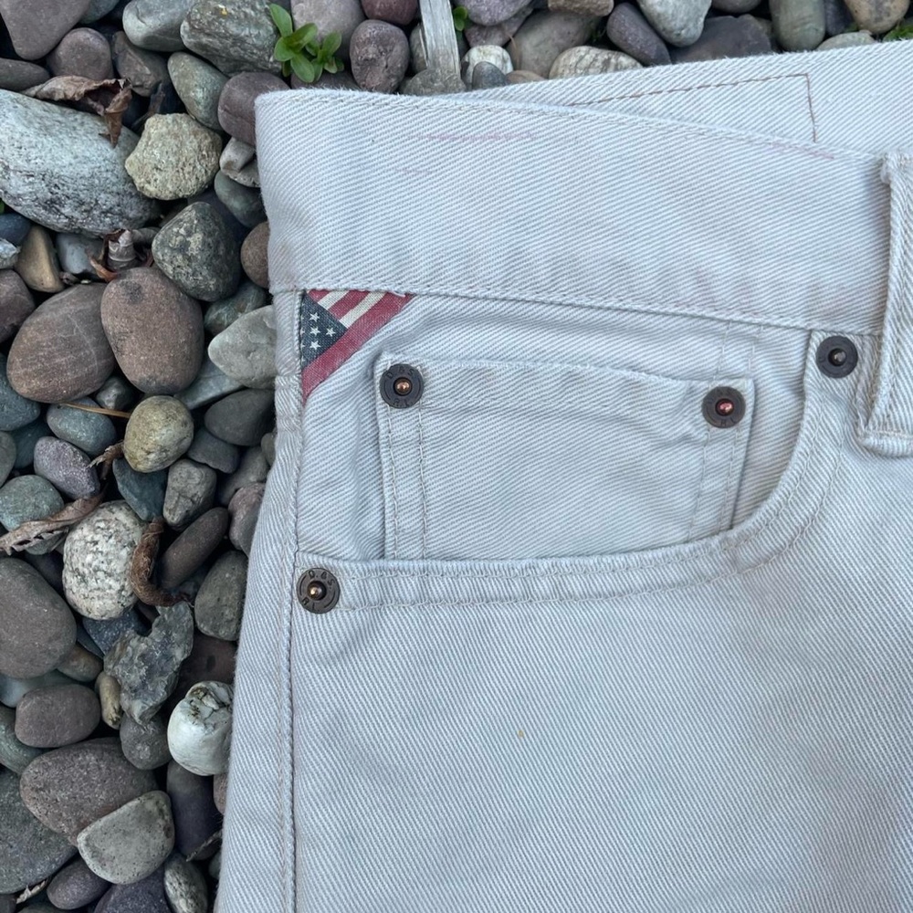 Beige Pants With American Flag Patch - image 2